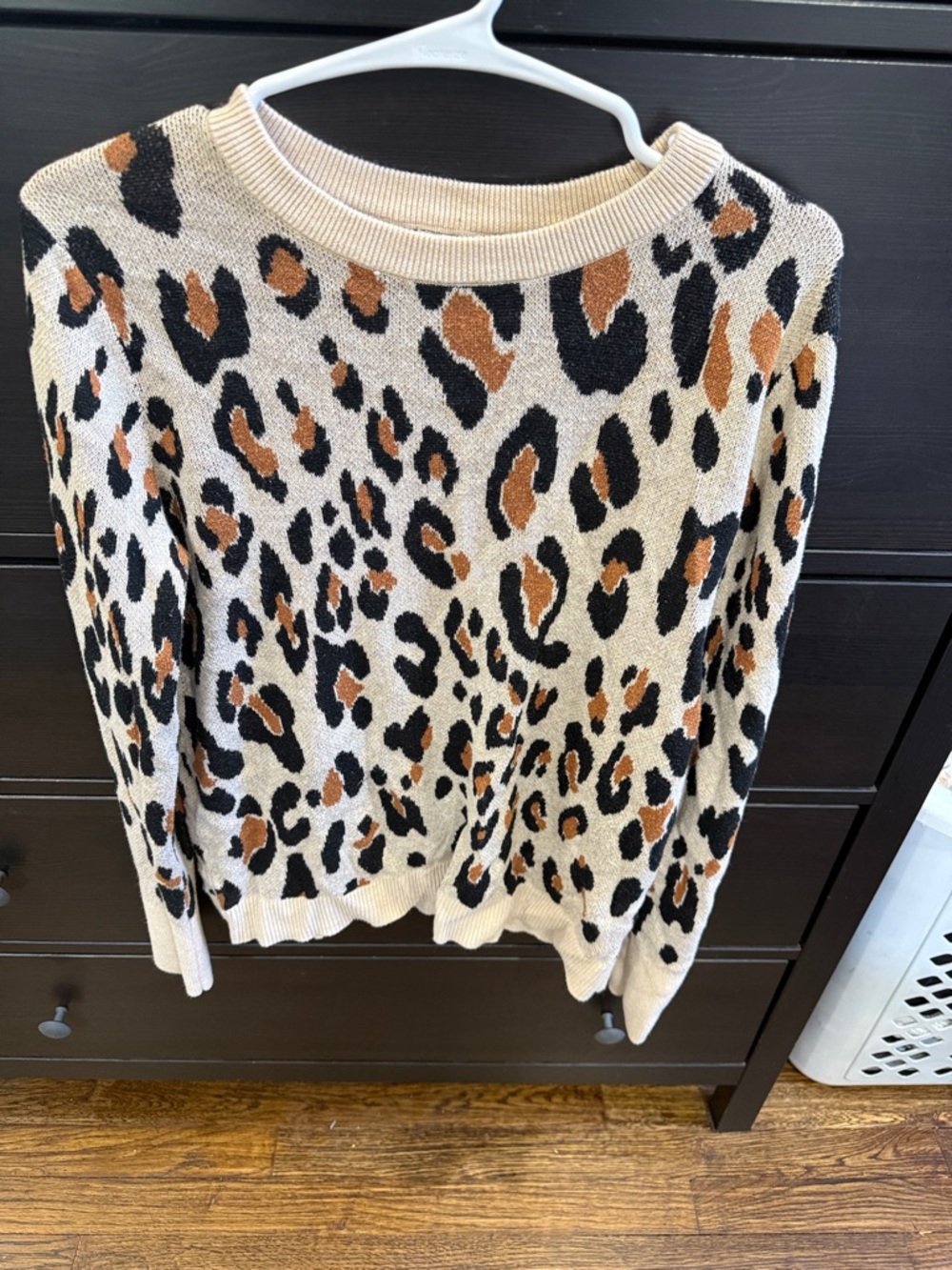 a new day Leopard Print Crewneck Sweater - Beige, Tan, Black